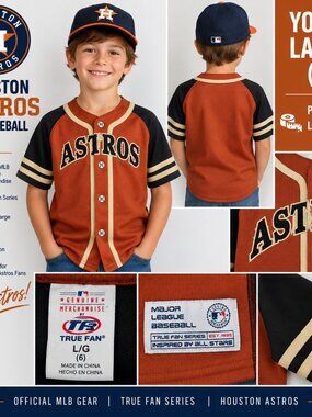 Houston Astros MLB True Fan Youth L 6 Baseball Jersey